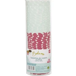 Gifi Caissette à muffin en carton rose vert décor pois blanc x25 Discount