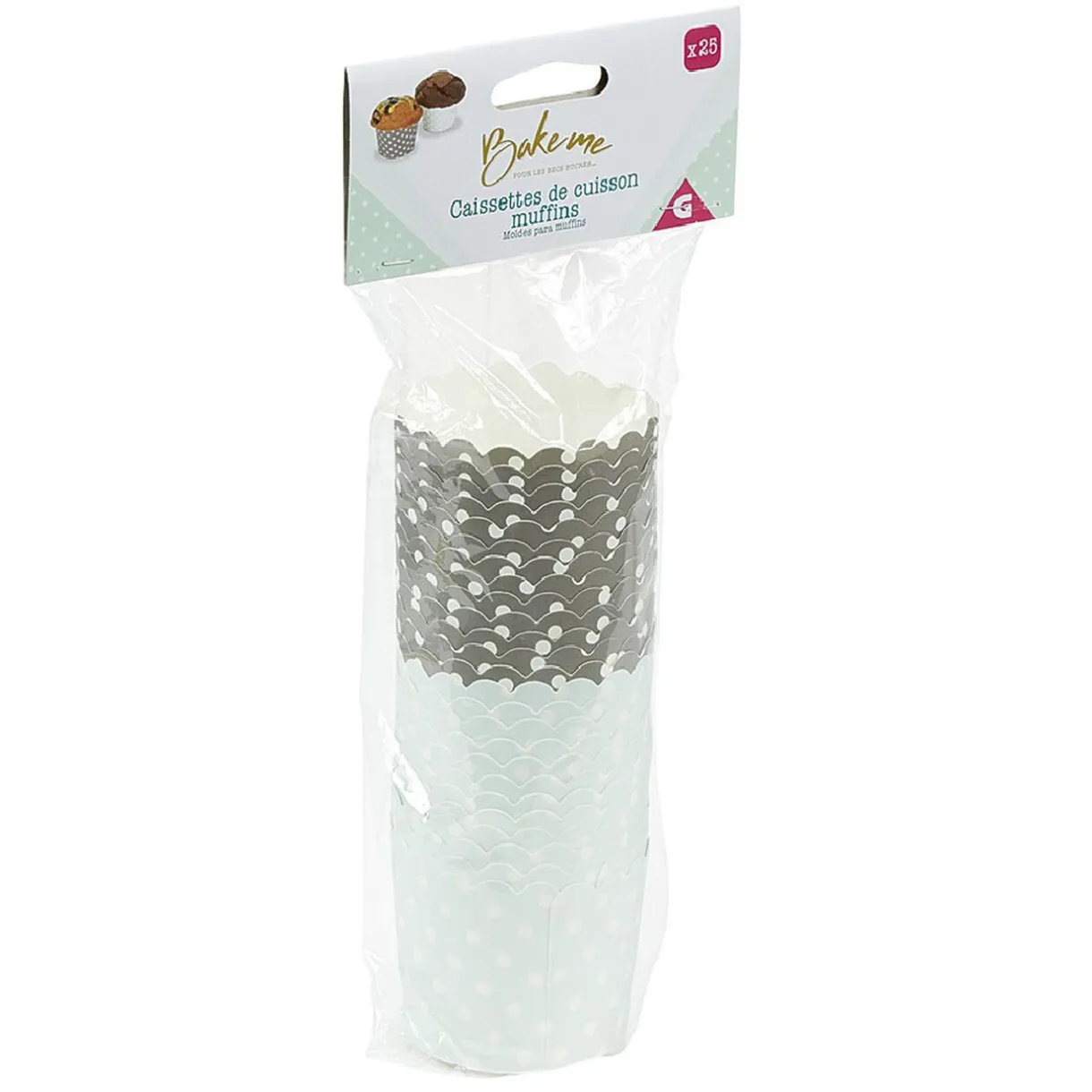 Gifi Caissette à muffin motif pois gris bleu x25 New