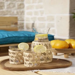 Gifi Carafe en verre transparent et raphia Ø11,2xH24,7cm New