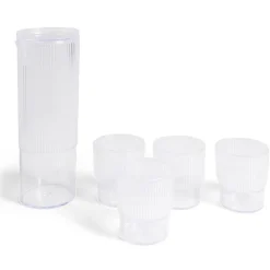 Gifi Carafe 1,1L + 4 verres 300mL polystyrène et silicone transparent New