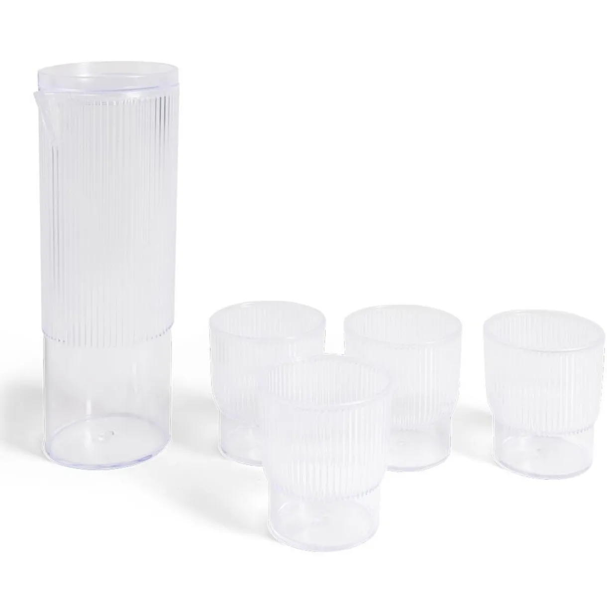 Gifi Carafe 1,1L + 4 verres 300mL polystyrène et silicone transparent New