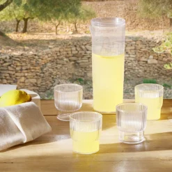 Gifi Carafe 1,1L + 4 verres 300mL polystyrène et silicone transparent New