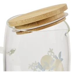 Gifi Carafe verre transparent motif citron avec bouchon bambou 1L Ø9xH23cm