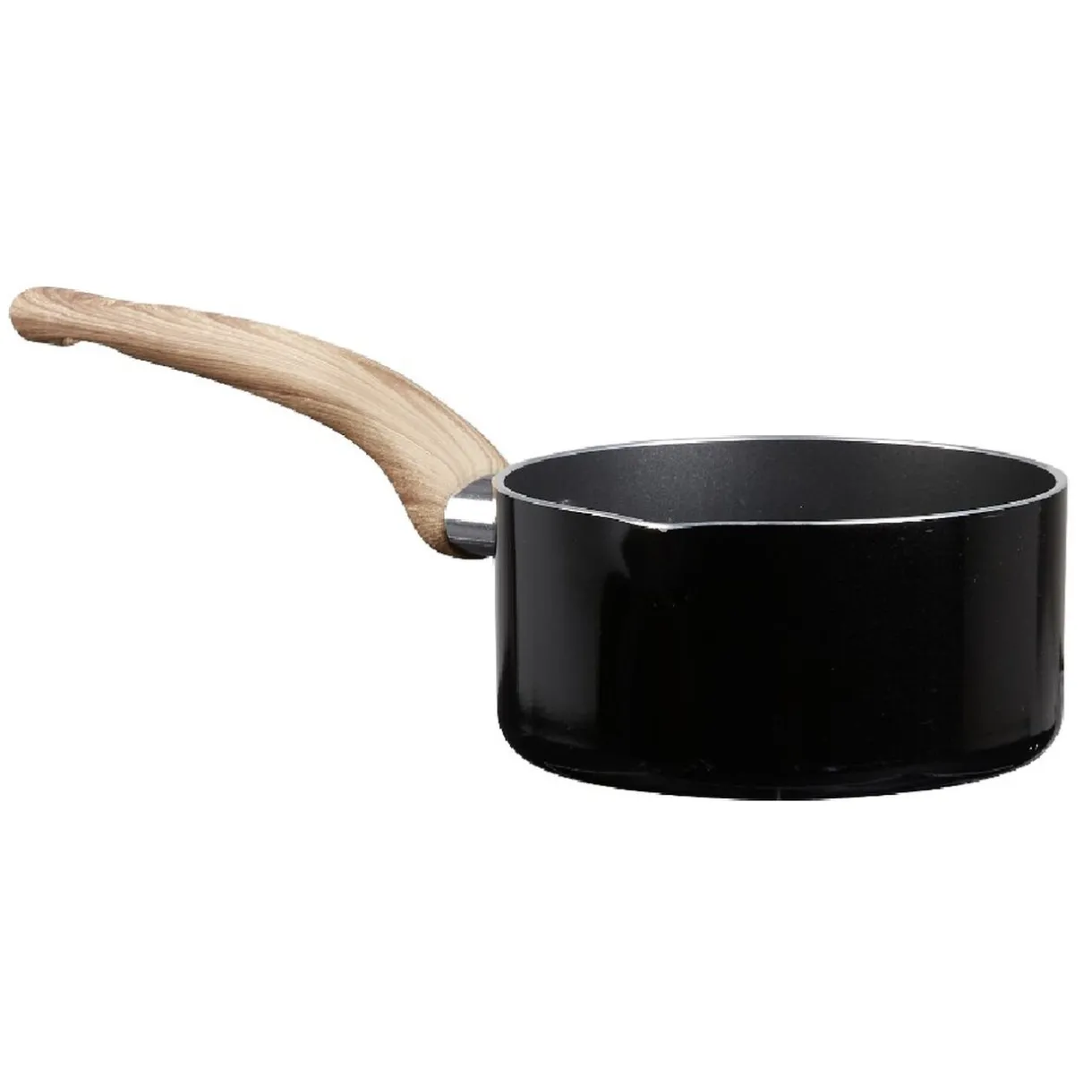 Gifi Casserole noire manche effet bois Ø 14 Outlet