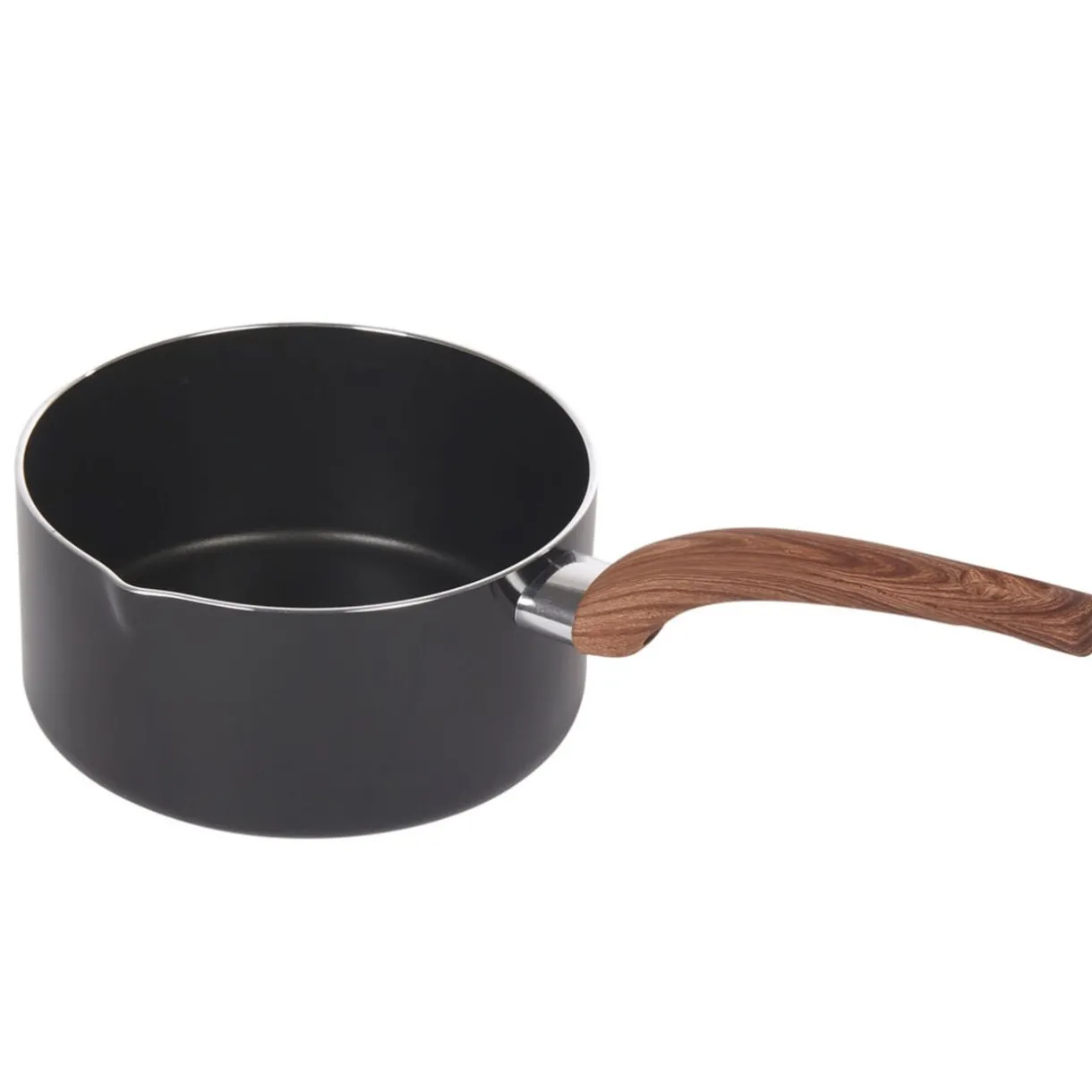 Gifi Casserole noire manche effet bois Ø 18 Hot