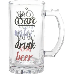 Gifi Chope à bière verre transparent inscription Je me fais mousser