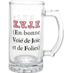 Gifi Chope à bière verre transparent inscription Champion de levée de coude Discount