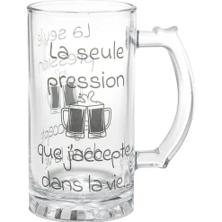 Gifi Chope à bière verre transparent inscription Champion de levée de coude Best