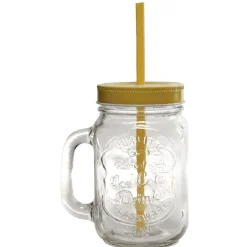Gifi Chope transparente avec couvercle coloré et paille X 6