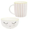 Gifi Coffret bol et mug en porcelaine sleepy rose