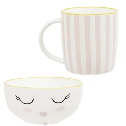 Gifi Coffret bol et mug en porcelaine sleepy rose