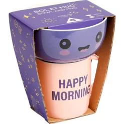 Gifi Coffret bol et mug en porcelaine Happy/Bad Morning - 2 modèles