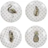 Gifi Coffret de 4 assiettes à dessert à pois et motifs