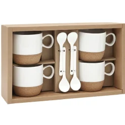 Gifi Coffret de 4 tasses expresso blanc et naturel Best