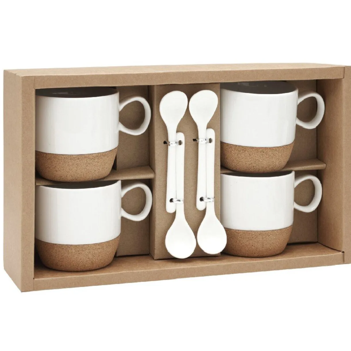 Gifi Coffret de 4 tasses expresso blanc et naturel Best