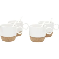 Gifi Coffret de 4 tasses expresso blanc et naturel Best
