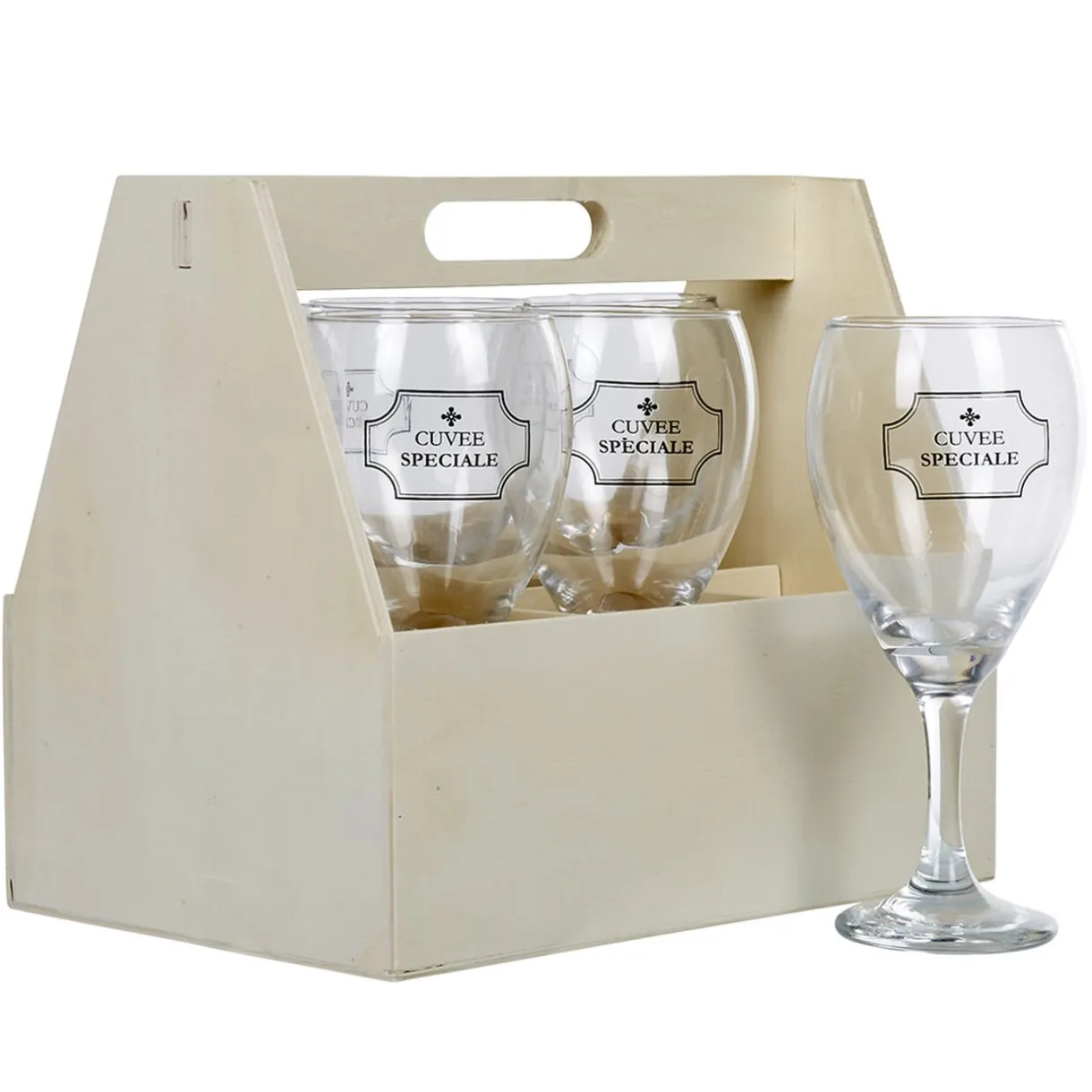 Gifi Coffret en bois avec 6 verres à vin "cuvée spéciale" Clearance
