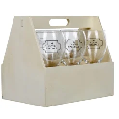 Gifi Coffret en bois avec 6 verres à vin "cuvée spéciale" Clearance