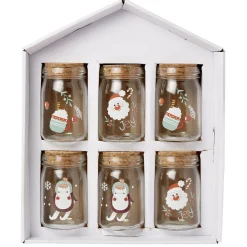 Gifi Coffret mini bocal en verre motif Noël couvercle liège x6 Clearance