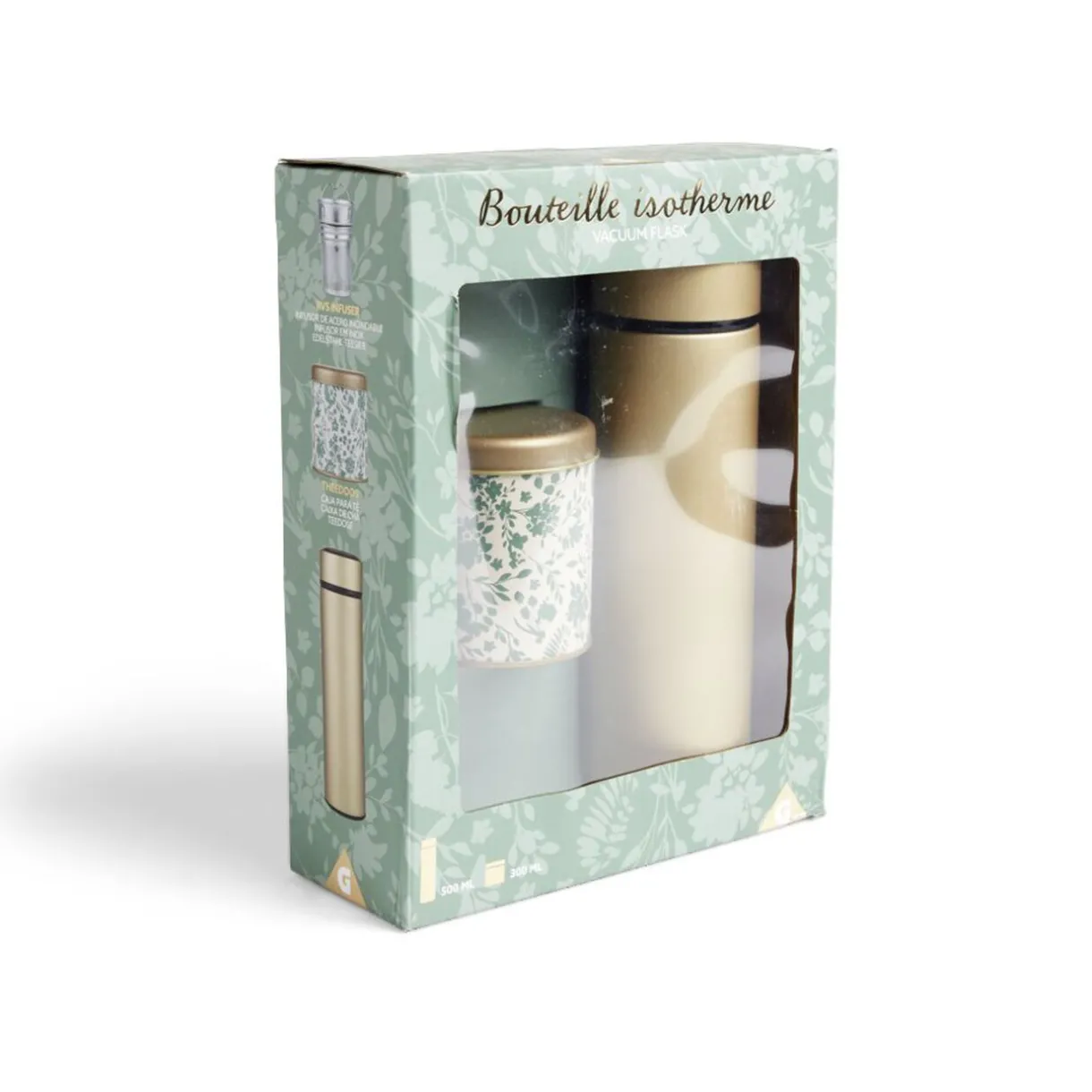 Gifi Coffret thé avec bouteille isotherme infuseur et boîte à thé Hot