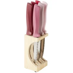 Gifi Coouteau à steak inox x6 et bloc en pin Sale