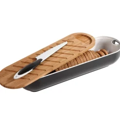 Gifi Corbeille 3 en 1 boîte à pain avec planche bambou et couteau New