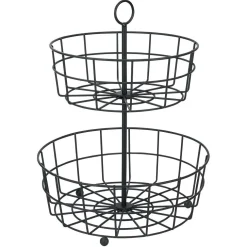 Gifi Corbeille à fruits 2 niveaux métal noir Ø28xH38cm Hot