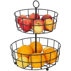 Gifi Corbeille à fruits 2 niveaux métal noir Ø28xH38cm Hot