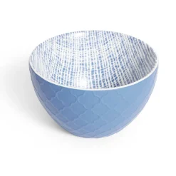 Gifi Coupelle porcelaine motif tissé blanc et bleu Ø13xH7,2cm Online