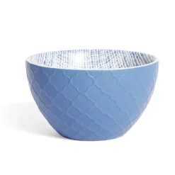 Gifi Coupelle porcelaine motif tissé blanc et bleu Ø13xH7,2cm Online