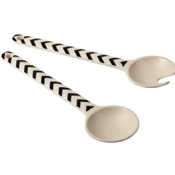 Gifi Couvert à salade beige motif zigzag noir x2