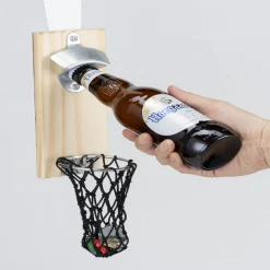 Gifi Décapsuleur mural basketball en bois 8x5xH20cm