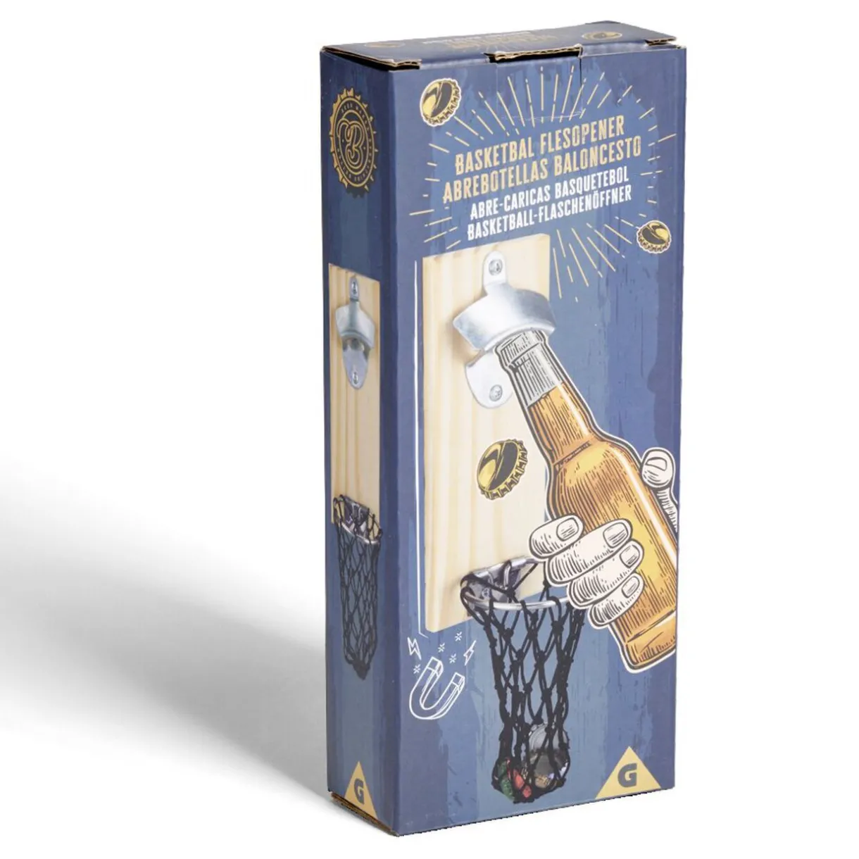 Gifi Décapsuleur mural basketball en bois 8x5xH20cm