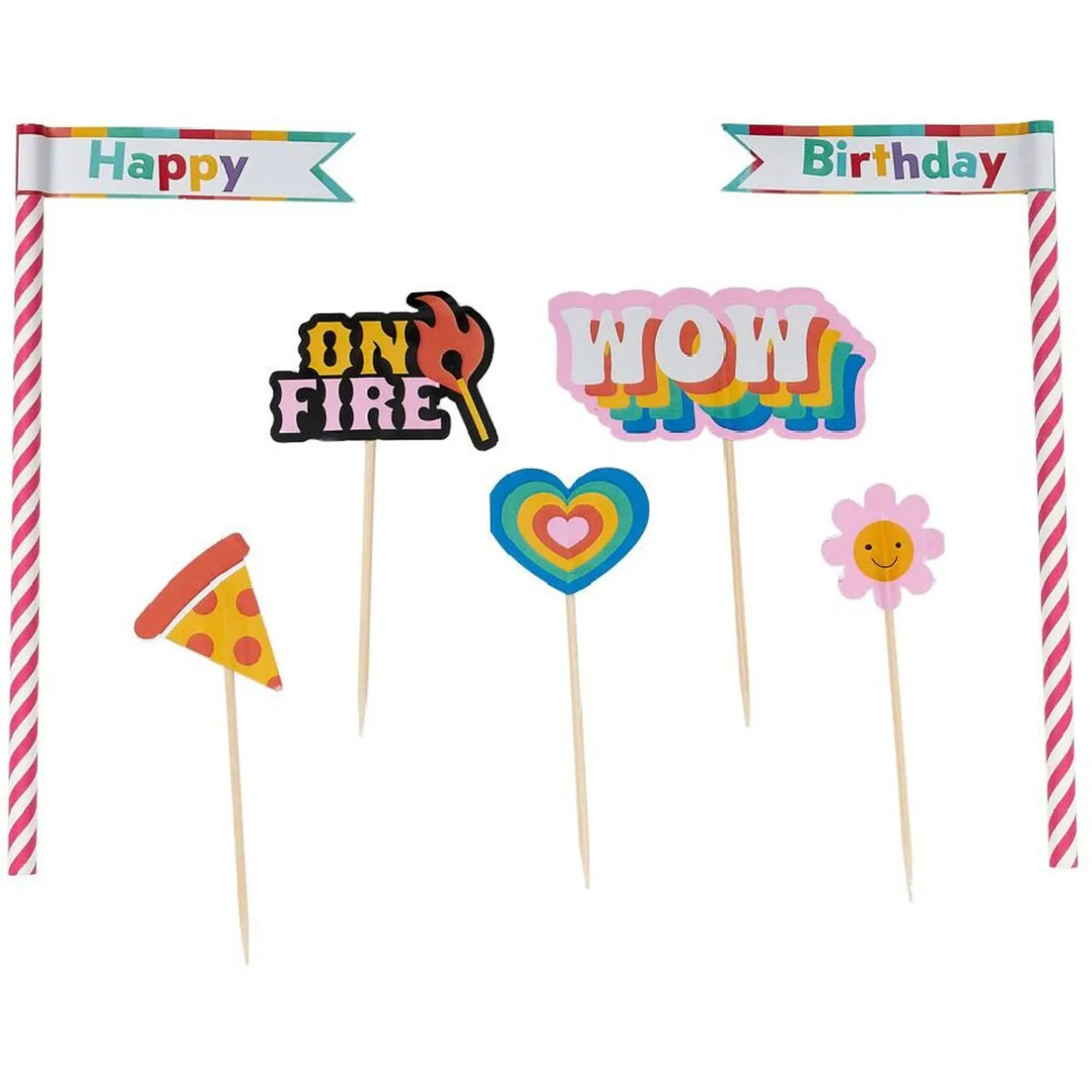 Gifi Décoration gâteau anniversaire pique thème candy x7 New