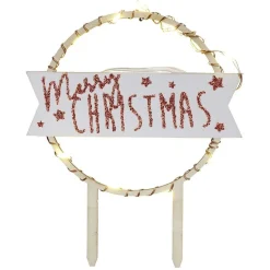 Gifi Décoration gâteau de Noël à LED en bois beige Best