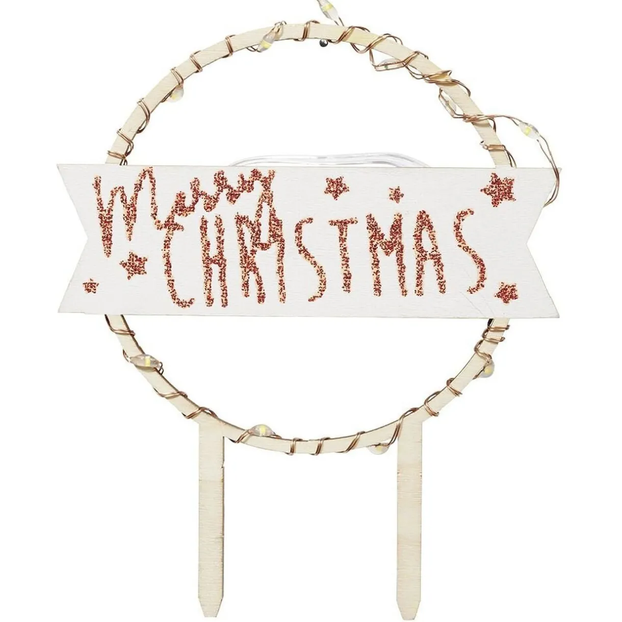 Gifi Décoration gâteau de Noël à LED en bois beige Best