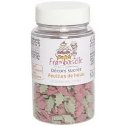 Gifi Décors sucrés feuilles de houx rose et vert 50 g Framboiselle Sale