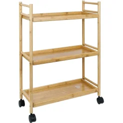 Gifi Desserte 3 niveaux à roulettes bambou et MDF 51,5x22,5xH71cm New