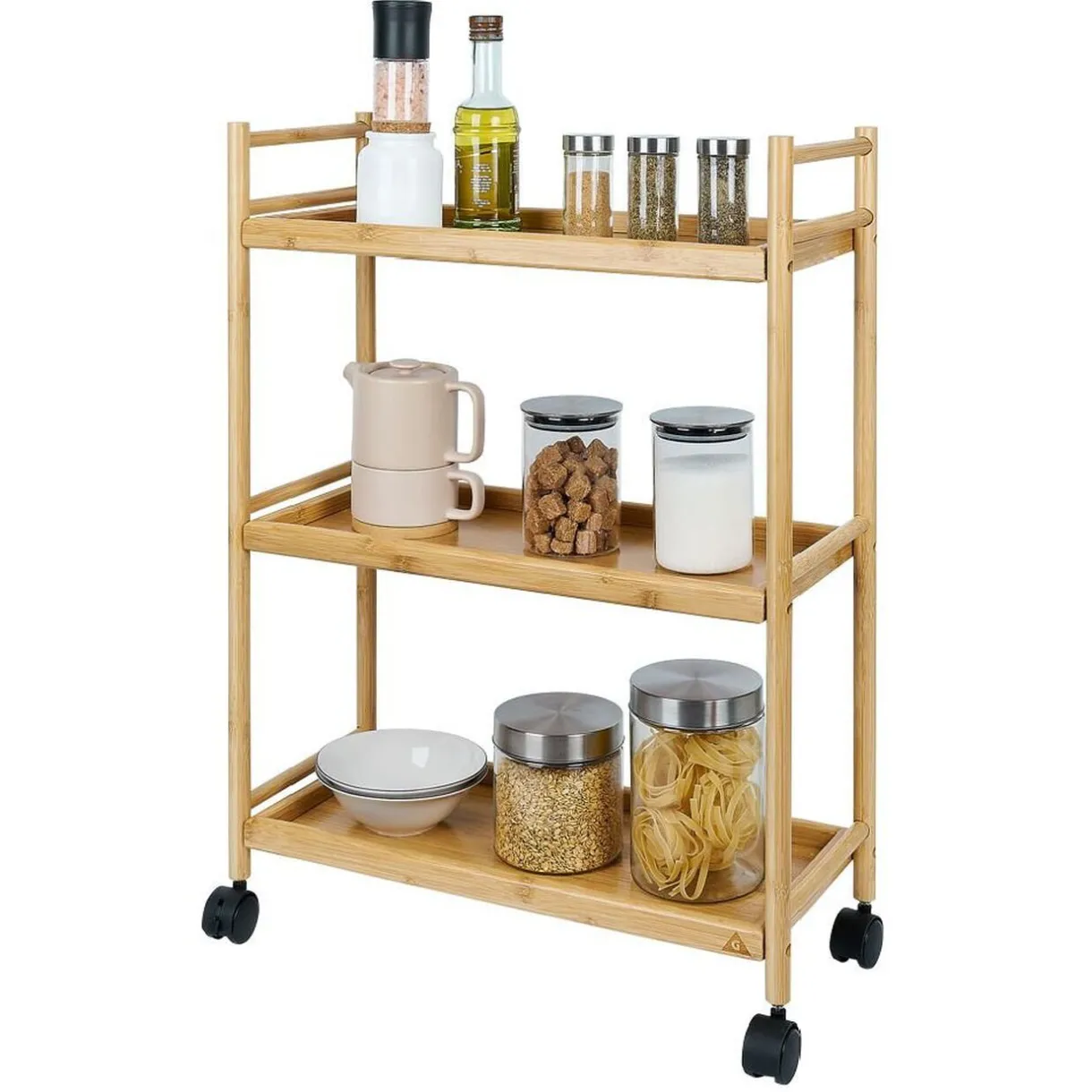 Gifi Desserte 3 niveaux à roulettes bambou et MDF 51,5x22,5xH71cm New