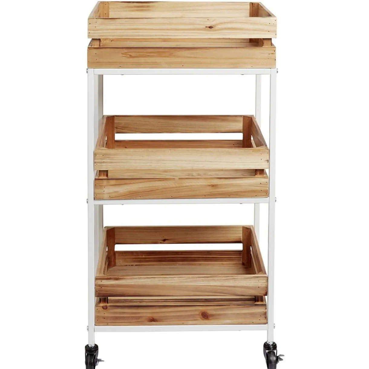 Gifi Desserte à roulette en bois design cagette naturel 3 niveaux Discount