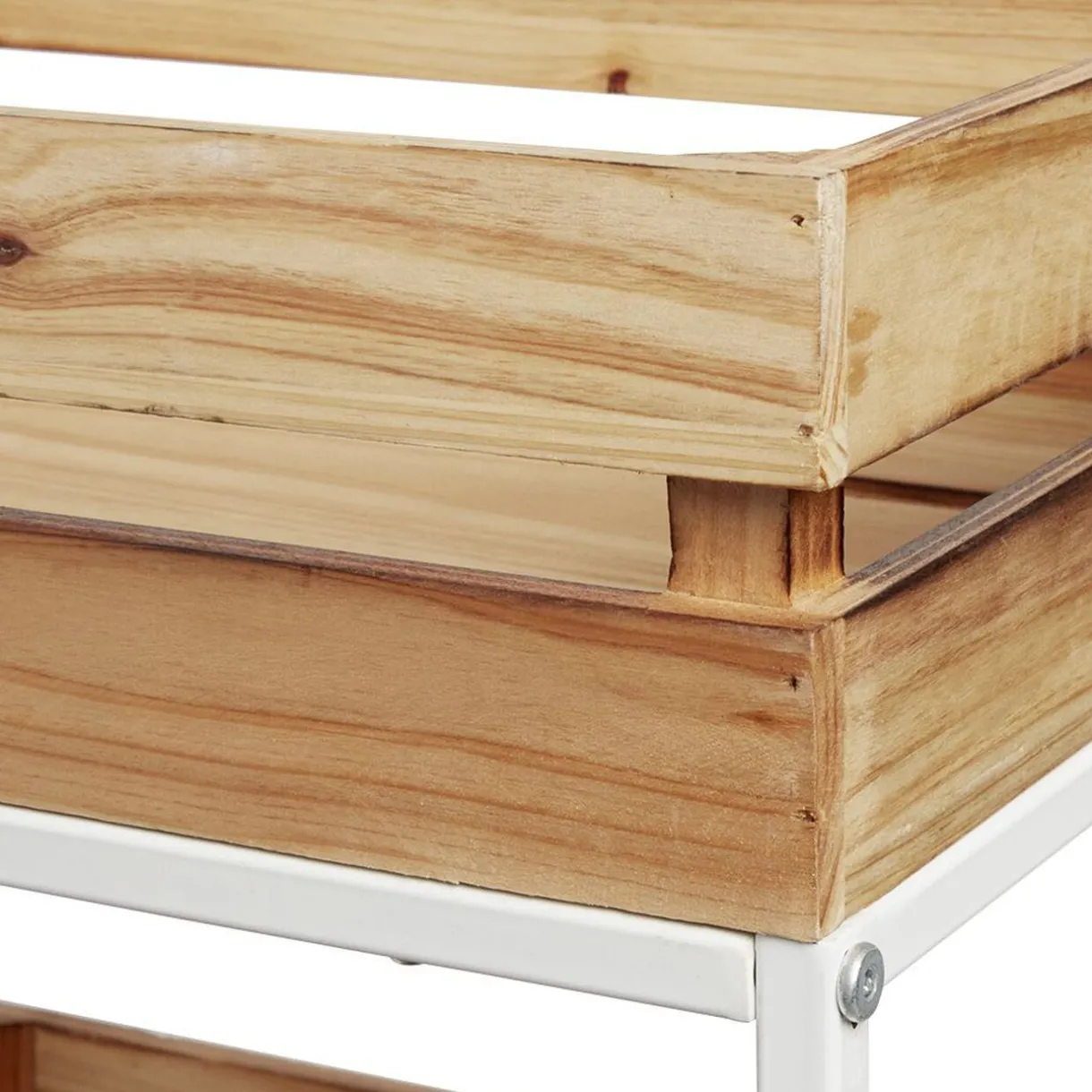 Gifi Desserte à roulette en bois design cagette naturel 3 niveaux Discount