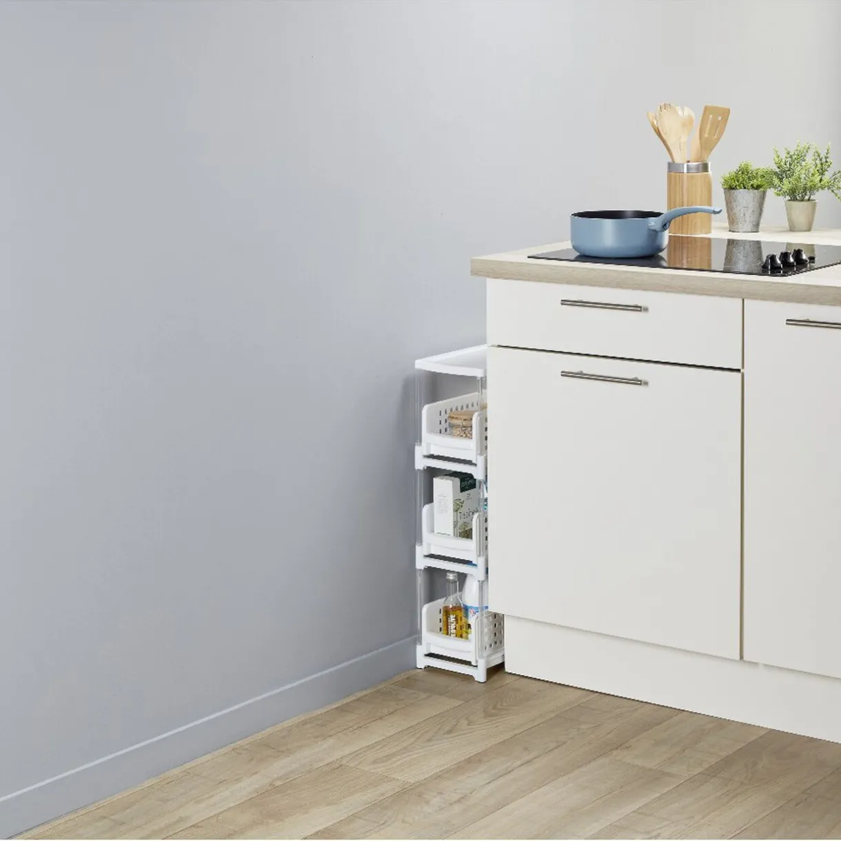 Gifi Desserte de cuisine 3 tiroirs coulissants blanc Outlet