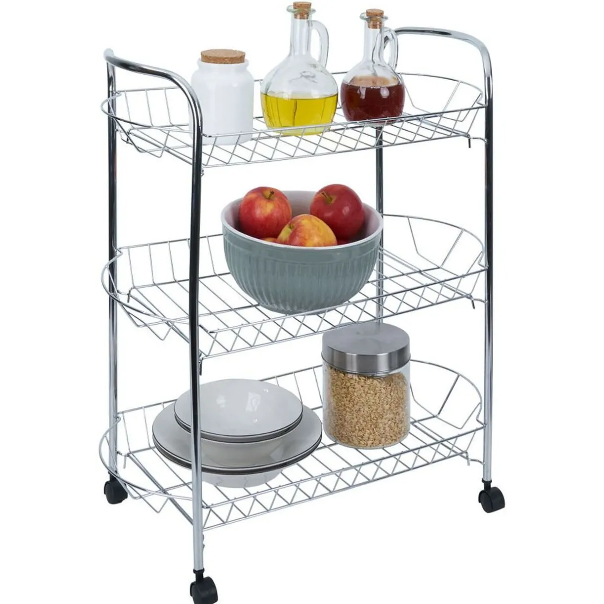 Gifi Desserte en métal gris 3 niveaux - L.51xl.26,5xH.57cm Clearance