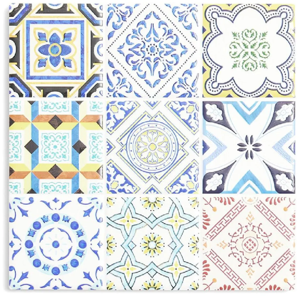 Gifi Dessous de plat carré céramique design carreau de ciment 15,2x15,2cm