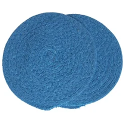 Gifi Dessous de plat rond coton rouge vert ou bleu x2