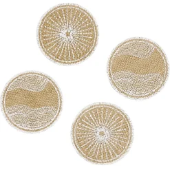 Gifi Dessous de verre jute naturel et blanc Ø8,5cm x4 Discount