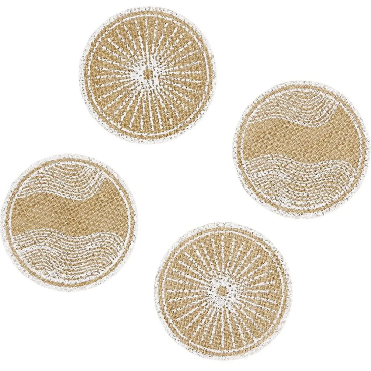 Gifi Dessous de verre jute naturel et blanc Ø8,5cm x4 Discount