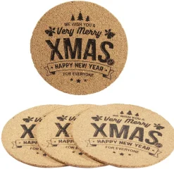 Gifi Dessous de verre liège design Noël inscription Merry Christmas x4