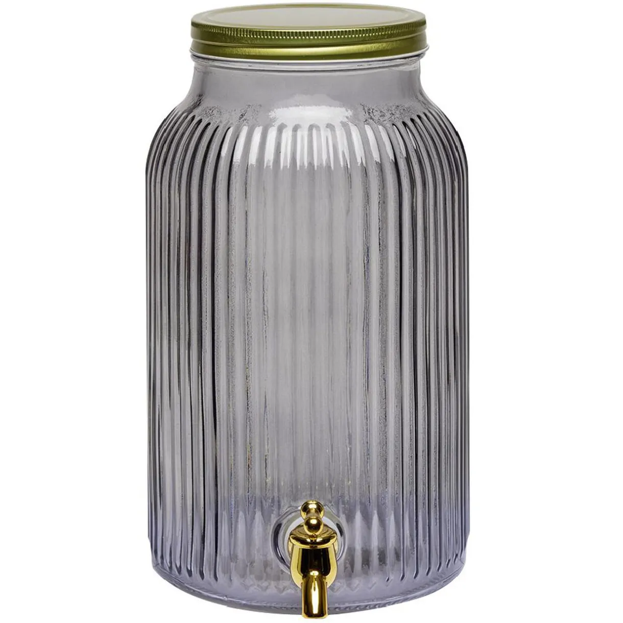 Gifi Distibuteur à boisson en verre strié noir 5,5L