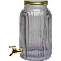 Gifi Distibuteur à boisson en verre strié noir 5,5L